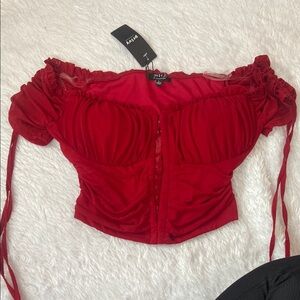 Wicked Fash Scarlet Off-Shoulder Blouse
